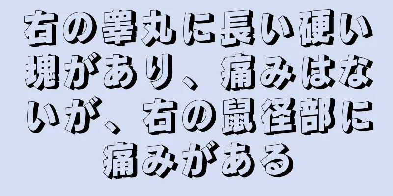 右の睾丸に長い硬い塊があり、痛みはないが、右の鼠径部に痛みがある
