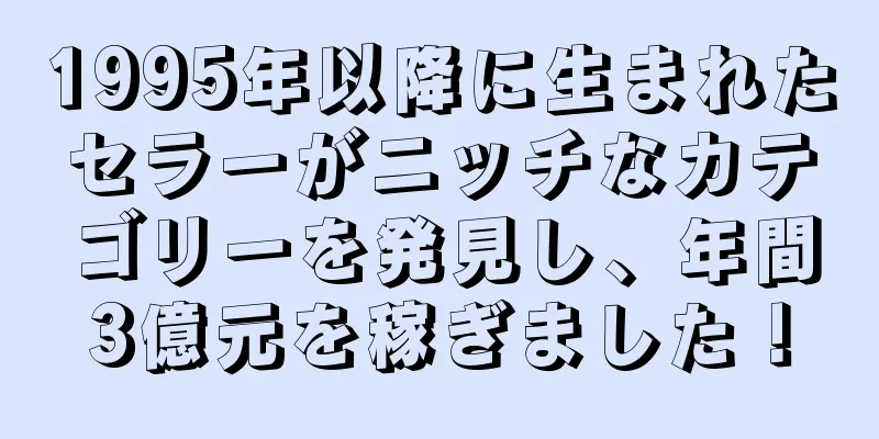 1995年以降に生まれたセラーがニッチなカテゴリーを発見し、年間3億元を稼ぎました！