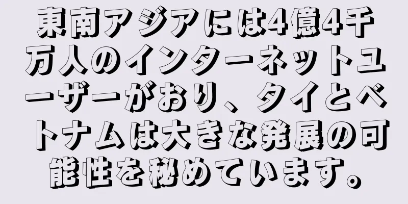 東南アジアには4億4千万人のインターネットユーザーがおり、タイとベトナムは大きな発展の可能性を秘めています。