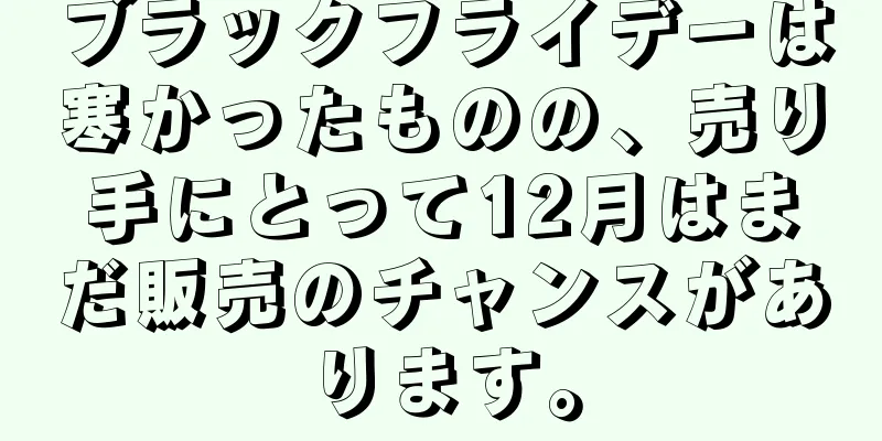 ブラックフライデーは寒かったものの、売り手にとって12月はまだ販売のチャンスがあります。