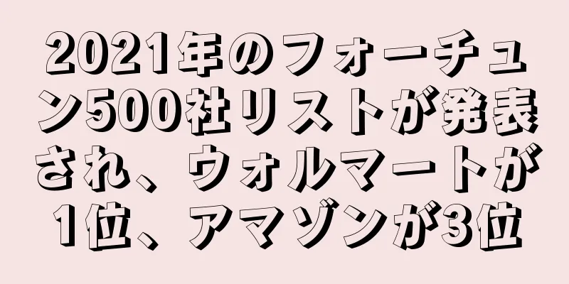 2021年のフォーチュン500社リストが発表され、ウォルマートが1位、アマゾンが3位