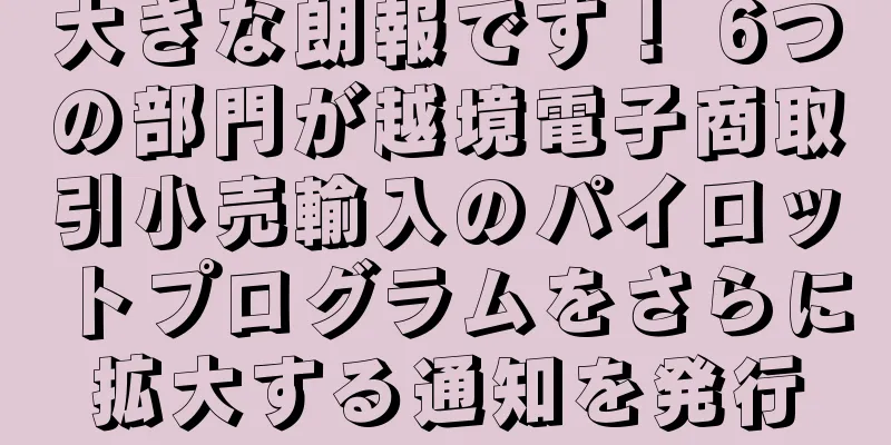 大きな朗報です！ 6つの部門が越境電子商取引小売輸入のパイロットプログラムをさらに拡大する通知を発行