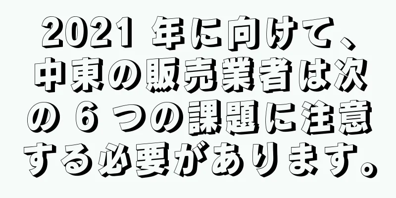 2021 年に向けて、中東の販売業者は次の 6 つの課題に注意する必要があります。